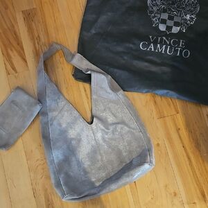 Vince Camuto Shimmering Silver Hobo Bag Set